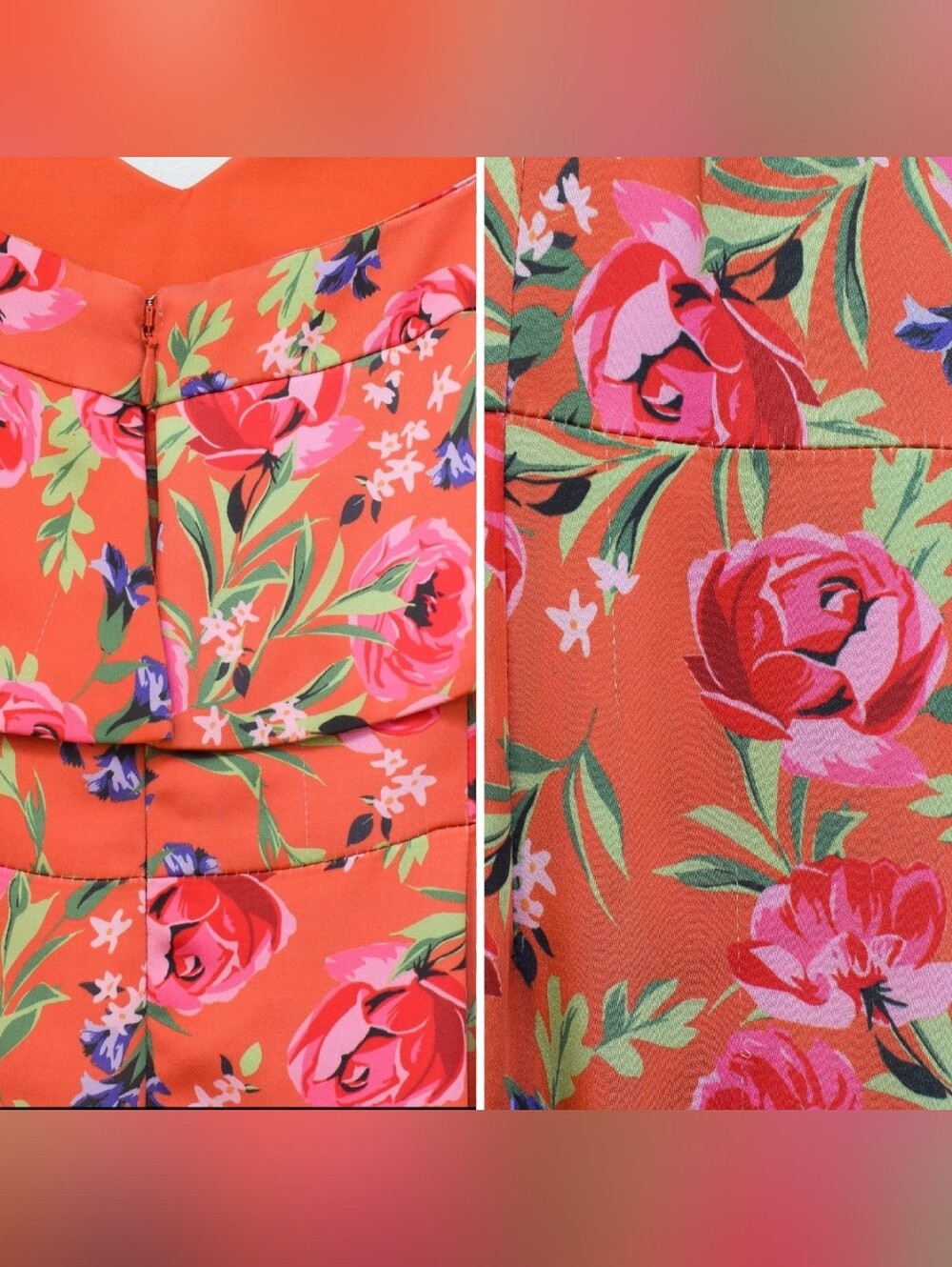 Anthropologie Keepsake Floral Midi Dress Pink Coral Sz M Cocktail Boho Romantic - Picture 13 of 14